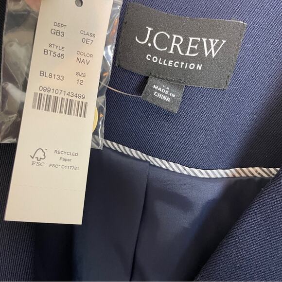 J. Crew Collection Navy Wool Twill Blazer Lined NWT - Picture 8 of 11